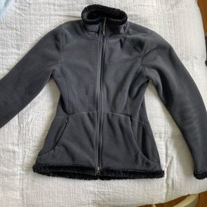 Athleta fleece w/ Sherpa lined zip jacket charcoal size S